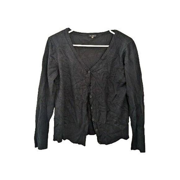 Vila Milano Women's Cardigan Sweater Black Size L Button Up Long Sleeve - Picture 1 of 6